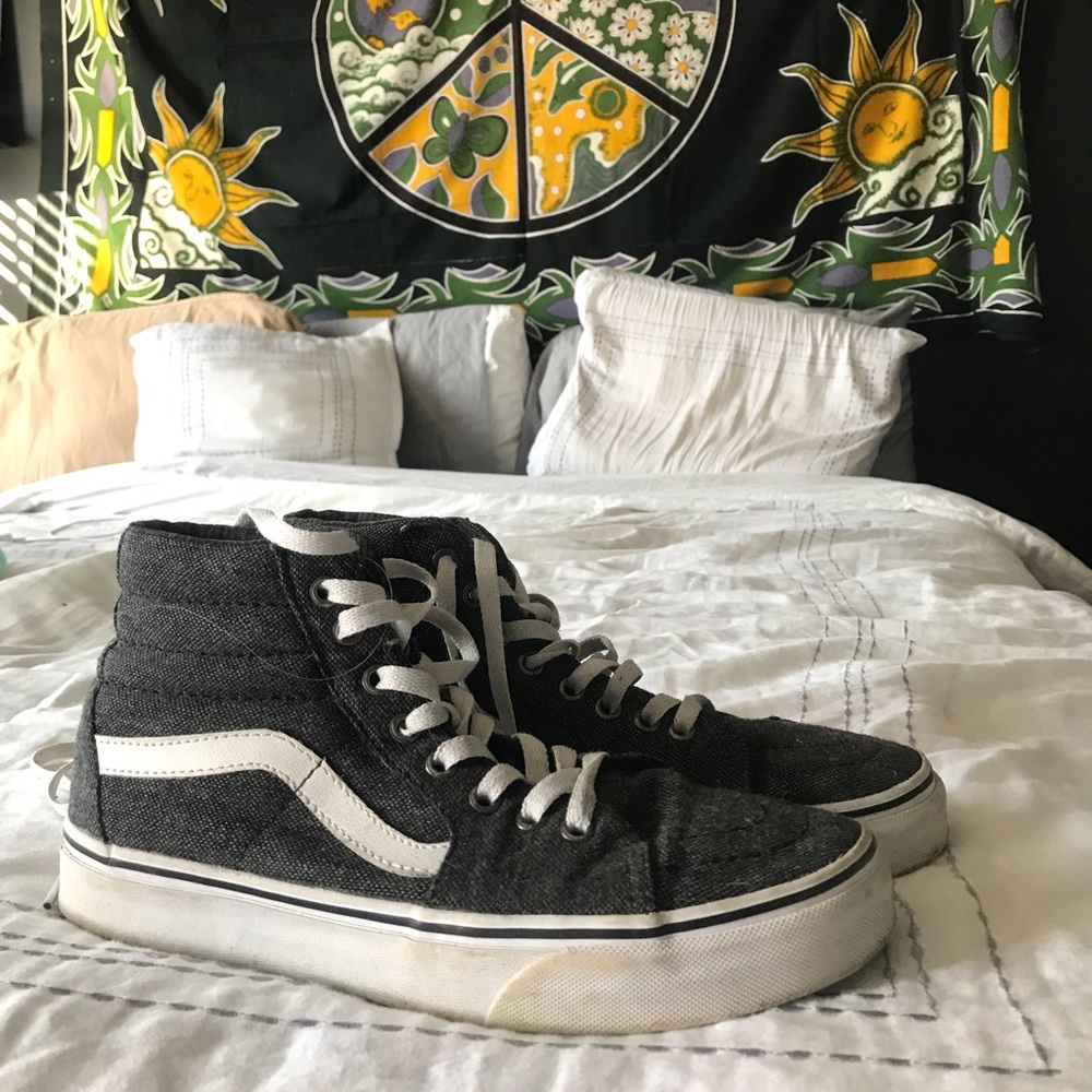Blue high top vans